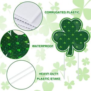 Whaline 11Pcs St. Patrick's Day Yard Signs with 22Pcs Stakes Glitter LUCKY Green Clover Lawn Sign for Indoor Outdoor Home Lawn Decorations Holiday Anniversary Ornaments Party Supplies