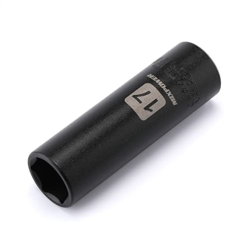 MIXPOWER 1/2-Inch Drive Deep Impact Socket, 17 mm, CR-V, Metric, 6 Point, Deep