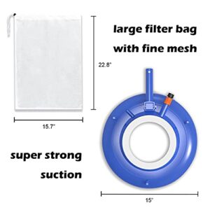 Pool Leaf Vacuum, 15” Large Pool Leaf Sucker with Brush, Include Reusable 16” X 23” Leaf Bag, Durable Leaf Bagger for Inground and Above Ground Swimming Pools (No Pole Include)