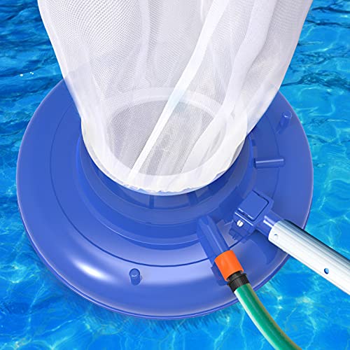 Pool Leaf Vacuum, 15” Large Pool Leaf Sucker with Brush, Include Reusable 16” X 23” Leaf Bag, Durable Leaf Bagger for Inground and Above Ground Swimming Pools (No Pole Include)