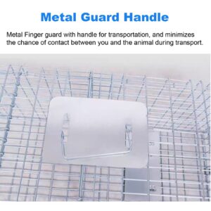 Cat Trap for Stray Cat Humanitarian-aid, Foldable Catch and Release Animal Trap Large One-Door with Metal Guard Handle 24×7.5×8.3 Inch