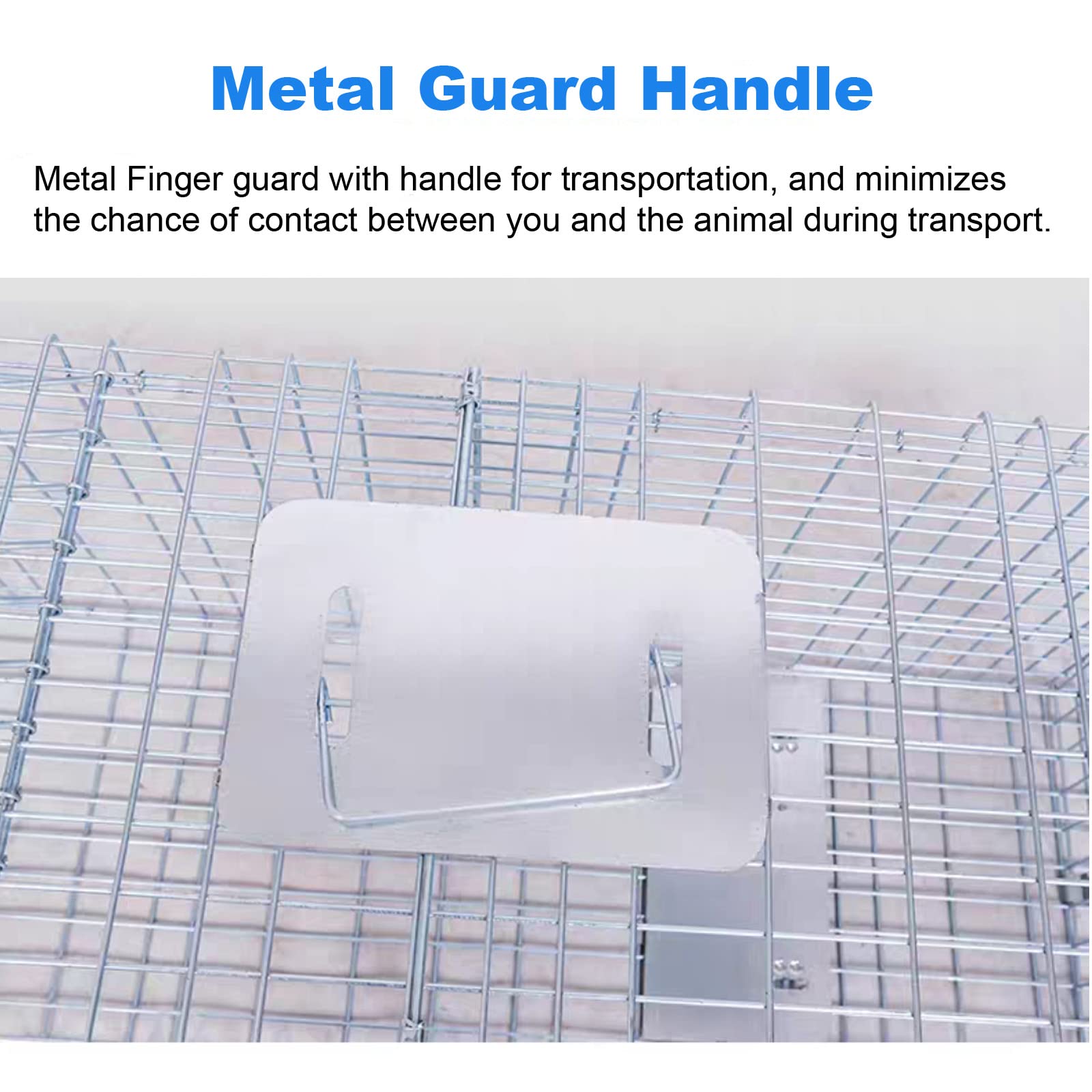 Cat Trap for Stray Cat Humanitarian-aid, Foldable Catch and Release Animal Trap Large One-Door with Metal Guard Handle 24×7.5×8.3 Inch