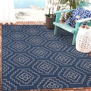 u'artlines indoor outdoor area rugs boho chic aztec non-shedding large floor mat and rug for outdoors, rv, patio, backyard, deck, picnic, beach, trailer, camping (4' x 6', cream/navy blue)