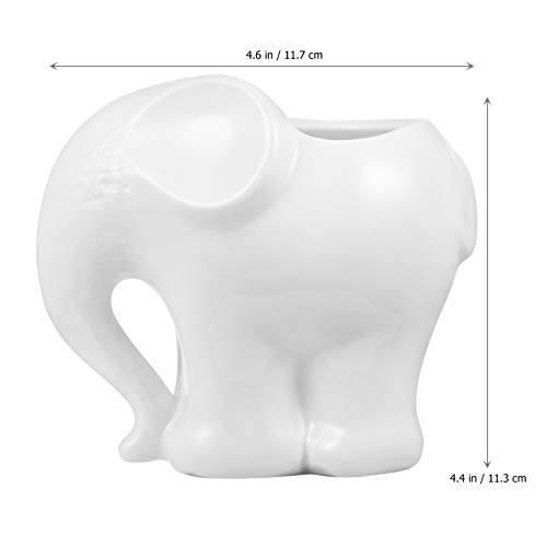 DOITOOL Cute Elephant Flower Pot, Succulent Planter Flower Pot for Cactus Bonsai Garden Decoration, Modern White Ceramic Flower Plant Containers for Home Garden Office Desktop Decoration (White)