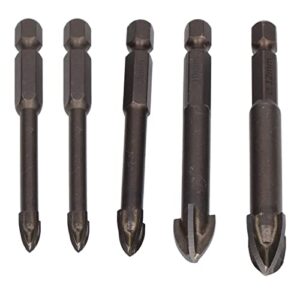 walfront 5pcs masonry drill bits set carbide hex shank cross spear head drills bits concrete hole opener for universal metal plastic tile cement drilling tool, hole saw