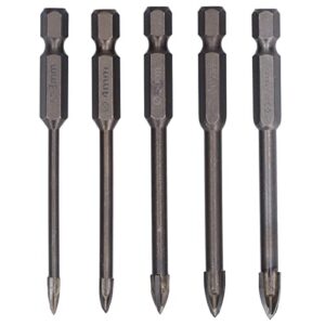 walfront 5pcs masonry drill bits set carbide 1/4in hex shank cross spear head drills bits concrete hole opener for metal plastic tile cement drilling tool 3 4 5 6 7mm, hole saw