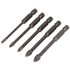 Walfront 5Pcs Masonry Drill Bits Set Carbide 1/4in Hex Shank Cross Spear Head Drills Bits Concrete Hole Opener for Metal Plastic Tile Cement Drilling Tool 3 4 5 6 7mm, Hole Saw