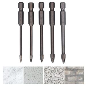 Walfront 5Pcs Masonry Drill Bits Set Carbide 1/4in Hex Shank Cross Spear Head Drills Bits Concrete Hole Opener for Metal Plastic Tile Cement Drilling Tool 3 4 5 6 7mm, Hole Saw