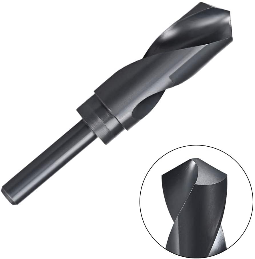 Bettomshin 1 Pcs Straight Handle Equal Drill Bit, Black 27mm Dia Drill Bits, HSS-9341 Milling High Speed Steel Twist Length for Hardened Metal, Stainless Steel, Cast Iron and Wood Plastic