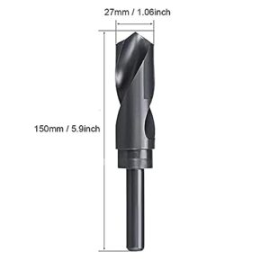 Bettomshin 1 Pcs Straight Handle Equal Drill Bit, Black 27mm Dia Drill Bits, HSS-9341 Milling High Speed Steel Twist Length for Hardened Metal, Stainless Steel, Cast Iron and Wood Plastic
