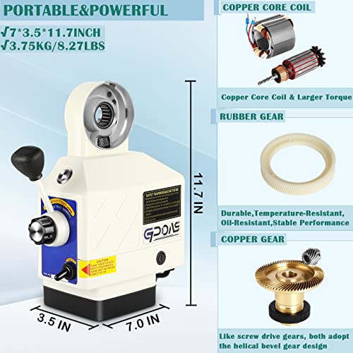 GPOAS AL-460 Power Feed Z-Axis for Milling Machine 460 in-lb Torque, 0-200RPM Table Milling Machine Power Feed 110V,for Bridgeport and Other Knee Type Mills with a 5/8" Diameter Shaft on the End