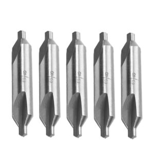 bettomshin 5 pcs center drill bits set, 27mm straight handle high-speed steel drills, 3/8inch hss-6542 silver countersinks drills set