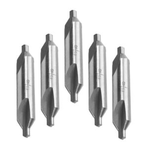 Bettomshin 5 Pcs Center Drill Bits Set, 27mm Straight Handle High-Speed Steel Drills, 3/8inch HSS-6542 Silver Countersinks Drills Set