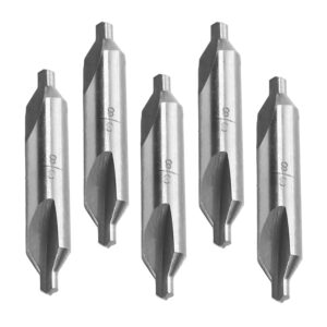 Bettomshin 5 Pcs Center Drill Bits Set, 27mm Straight Handle High-Speed Steel Drills, 3/8inch HSS-6542 Silver Countersinks Drills Set
