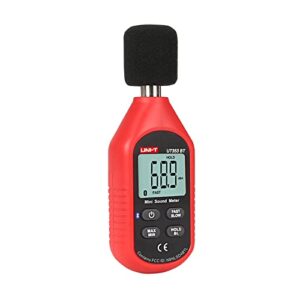 uni-t decibel meter ut353bt, digital sound level meter 30-130db audio noise volume measure device free app for ios/android, max/min fast/slow data hold lcd backlit auto shutdown