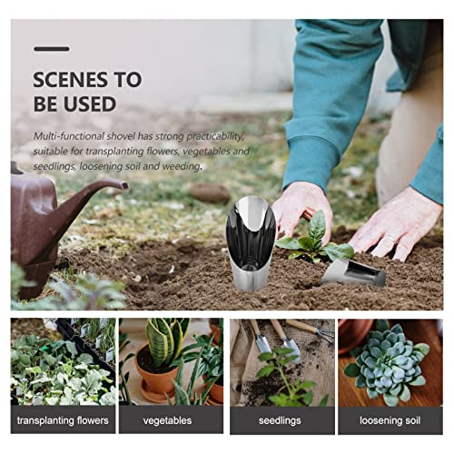 Happyyami 3pcs Bonsai Soil Scoops Stainless Steel Garden Hand Soil Scooper Metal Spade Shovel Bucket Scoop Potted Succulent Planting Potting Cup for Home Gardening Silver