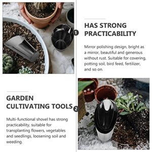 Happyyami 3pcs Bonsai Soil Scoops Stainless Steel Garden Hand Soil Scooper Metal Spade Shovel Bucket Scoop Potted Succulent Planting Potting Cup for Home Gardening Silver