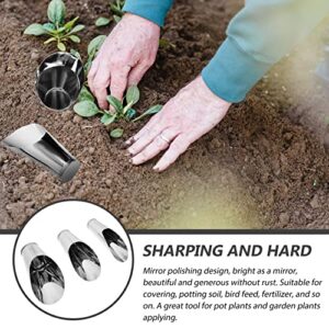 Happyyami 3pcs Bonsai Soil Scoops Stainless Steel Garden Hand Soil Scooper Metal Spade Shovel Bucket Scoop Potted Succulent Planting Potting Cup for Home Gardening Silver