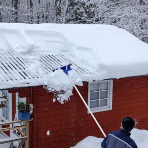 Hysache Roof Snow Rake Shovel, Professional 20ft Snow Removal Tool w/ Adjustable Telescoping Handle & Wheels, Adjustable Length Lightweight Snow Remover for Long or Low-Pitched Roofs, Blue, OP3058