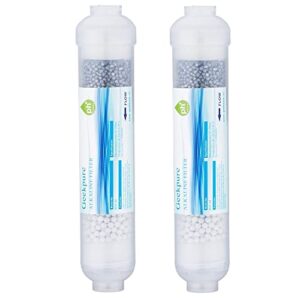 geekpure 10 inch inline alkaline replacement water filter cartridge ph+ for reverse osmosis system -1/4”thread-pack 2