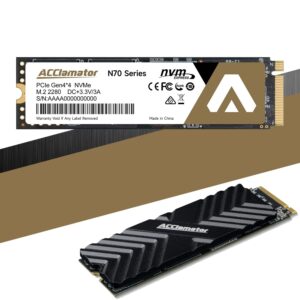 acclamator 1tb pcie 4x4 nvme read 7300 mb/s m.2 solid state drive compatible with ps5 ssd equipped with 1gb ddr4 cache 2280 3d nand tlc n70