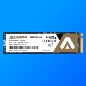 Acclamator 1TB PCIe 4x4 NVMe Read 7300 MB/s M.2 Solid State Drive Compatible with PS5 SSD Equipped with 1GB DDR4 Cache 2280 3D NAND TLC N70