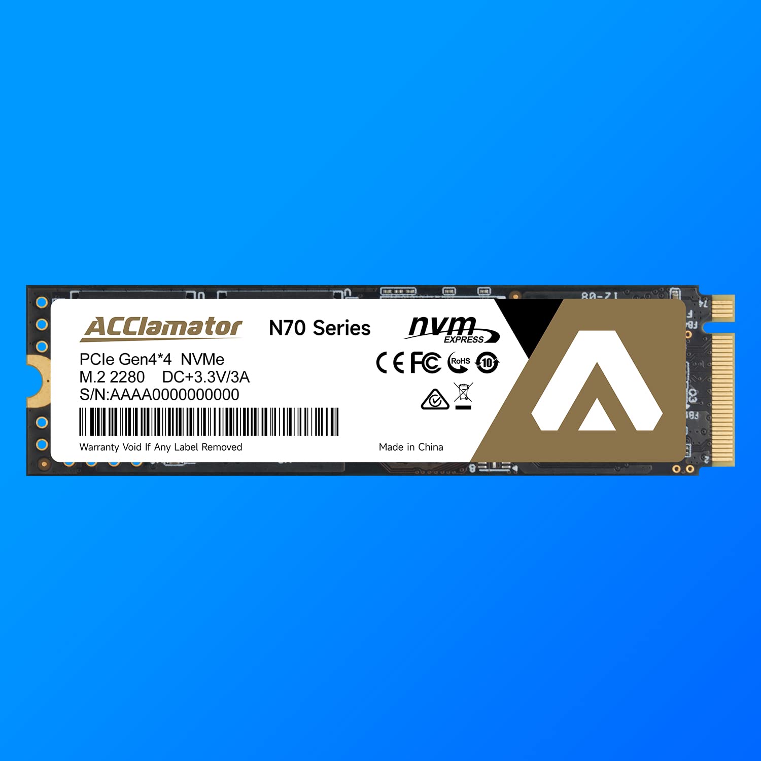 Acclamator 1TB PCIe 4x4 NVMe Read 7300 MB/s M.2 Solid State Drive Compatible with PS5 SSD Equipped with 1GB DDR4 Cache 2280 3D NAND TLC N70