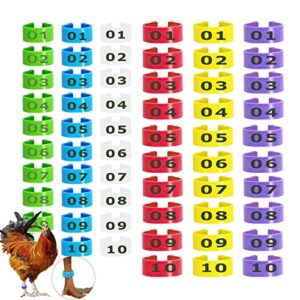 mivofun 60pcs numbered chicken leg rings, 16 mm, 20 mm 6 color 2 sizes clip-on plastic round identificaiton tags foot loop band, for ducks, seafige, goose wild poultry, turkeys