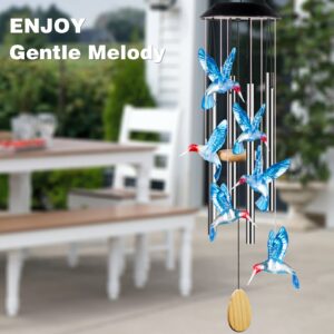 Solar Cardinal Wind Chimes, DesGully Cardinal Gifts Decor for Outside Yard Garden Patio, 5 Aluminum Tubes Wind Bell, Gifts for Birthday Women Mom Wife Grandma(25In, Deep Tone)