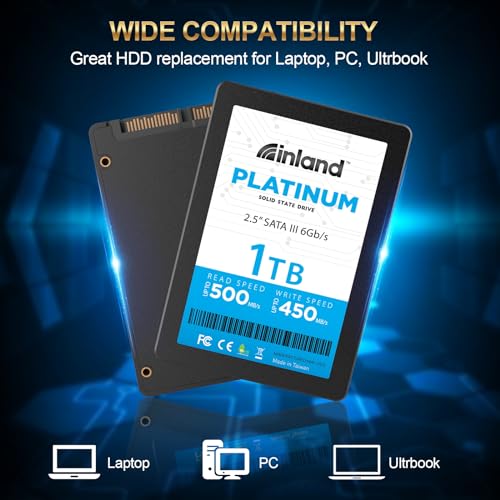 INLAND Platinum 1TB SSD SATA III 6Gb/s 2.5" 7mm TLC 3D NAND Internal Solid State Drive (1TB)