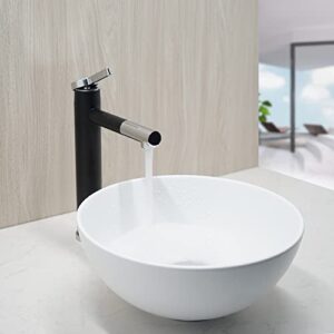 Round Bathroom Sink 13" Bathroom Sinks and Chrome Faucets Above Counter White Vessel Sinks Black Mixer Faucet Round Ceramic Bathroom Vessel Vanity Sink Art Basin