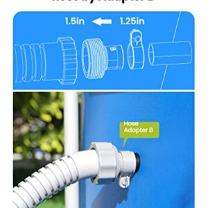 SUMMERBUDDY Type B Hose Adapter & Plunger Valve & Pool Hose Holder for Above Ground Swimming Pool, 1.25" to 1.5" Pool Hose Adapter B & On/Off Plunger Valve for Threaded Pumps (2 Packs)