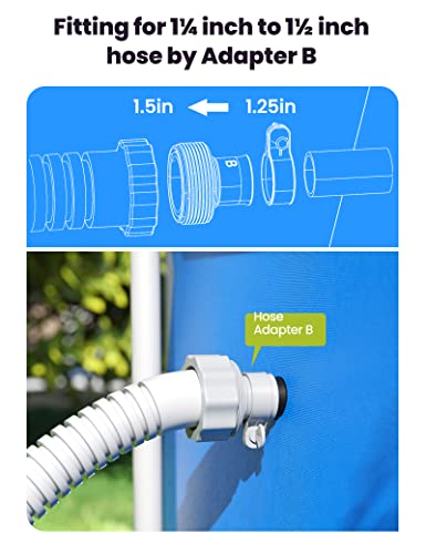 SUMMERBUDDY Type B Hose Adapter & Plunger Valve & Pool Hose Holder for Above Ground Swimming Pool, 1.25" to 1.5" Pool Hose Adapter B & On/Off Plunger Valve for Threaded Pumps (2 Packs)