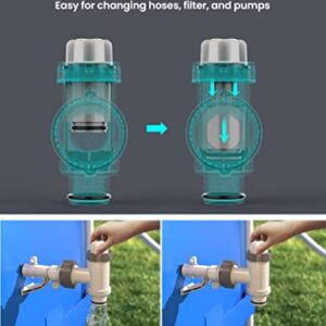 SUMMERBUDDY Type B Hose Adapter & Plunger Valve & Pool Hose Holder for Above Ground Swimming Pool, 1.25" to 1.5" Pool Hose Adapter B & On/Off Plunger Valve for Threaded Pumps (2 Packs)