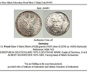 1655 DE 1975G GERMANY Nobel Prize Hero Albert Schweitzer 5 Mark Good Uncertified