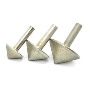 diamond countersink drill bits chamfer cutter 1-3/16" & 1-9/16" & 2" (30/40/50mm) tapered 90 degree 5/16" & 3/8" shank hole grinding tool for glass marble ceramic grit #150-3pcs