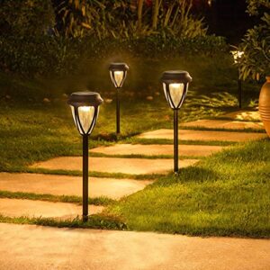 Dynaming 12 Pack Outdoor Solar Pathway Lights, Solar Powered Garden Decorative Lights, Auto On/Off & Waterproof Landscape Lighting for Lawn Patio Yard Walkway Deck Driveway, Warm White