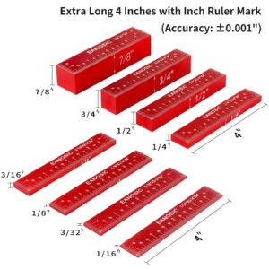 EANOSIC Setup Blocks Height Gauge Set, 8pcs Precision Aluminum Setup Bars for Router and Table Saw Accessories Woodworking Set Up, Bars Include Laser Engraved Size Markings (Extra Long 4 Inch)