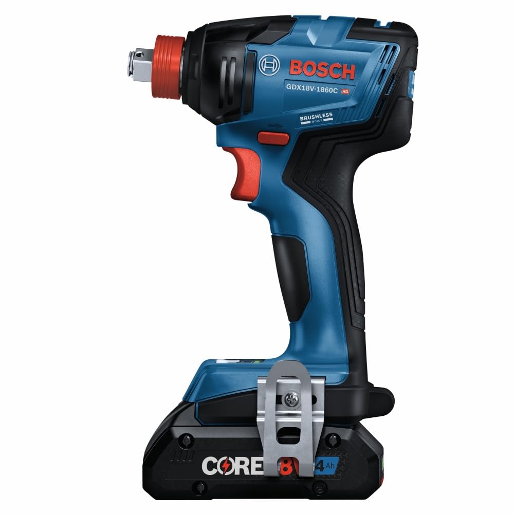 BOSCH GDX18V-1860CB25 18V Connected-Ready Two-In-One 1/4 In. and 1/2 In. Bit/Socket Impact Driver/Wrench Kit with (2) CORE18V® 4 Ah Advanced Power Batteries and (1) Connectivity Module