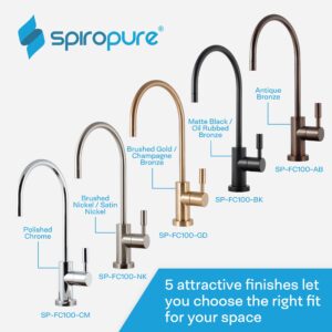 SpiroPure NSF-Certified Lead-Free Air Gap RO Faucet, Matte Black/Oil Rubbed Bronze, Reverse Osmosis Replacement Water Filter Faucet, 3 Line Filtered Faucet, SP-FC100-BK