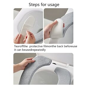 ZHONGLI Toilet Seat Cover Warm,Adult Bathroom Round Elongated Soft Washable Reusable Toilet Seat Pad 2 pieces (grey), Gray