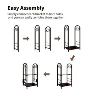 Flohover 5-Piece Wrought Iron Firewood Log Storage Rack Holder Tools Set for Indoor Outdoor Firewood Rack Fireplace Tools Firewood Rack Tools Heavy Duty Indoor Log Rack