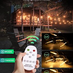 KYY 54FT(48+6) Solar String Lights Outdoor with USB Port Remote Control, LED Waterproof Solar Powered Patio Lights with Vintage Edison Bulbs, Heavy-Duty and UL Listed Porch Market Lights