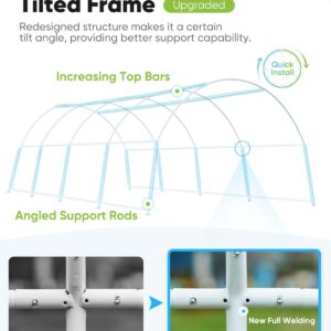 Quictent 20x10x6.6 FT Large Walk-in Greenhouse for Outdoors, Heavy Duty Gardening High Tunnel Green House, Protable Winter Hot House with PE Cover 2 Zipper Screen Doors & 8 Screen Windows, White