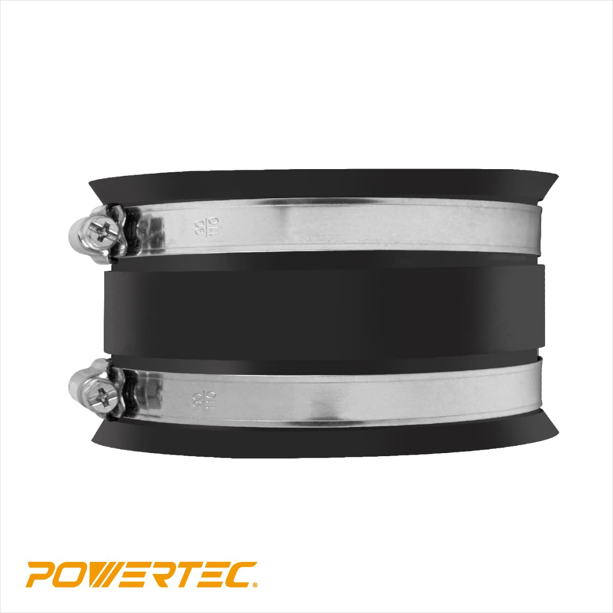 POWERTEC 70149-P2 4 Inch Dust Control Flex Cuff with Steel Hose Clamps, Hose Connector Rubber Cuff Coupler for Woodworking Dust Collection Fittings, Dust Collector Accessories & Machinery, 2 pack