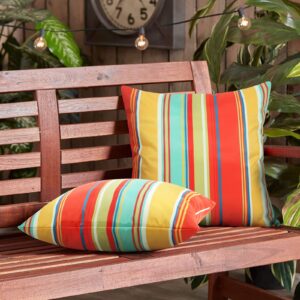 Pyonic Outdoor Waterproof Throw Pillow Covers 18x18 Decorative Square Pillow Covers Set of 2 for Patio Furniture Tent Garden,Color Stripe(Red)
