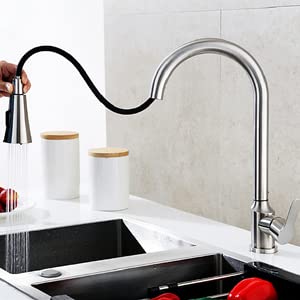 Kitchen Faucet Head Replacement Simple Kitchen Sink Faucet Parts Kitchen Faucet Head G 1/2 Pull Down Faucet Spray Head Movable Kitchen Tap Head Faucet Sprayer Water(Chrome)