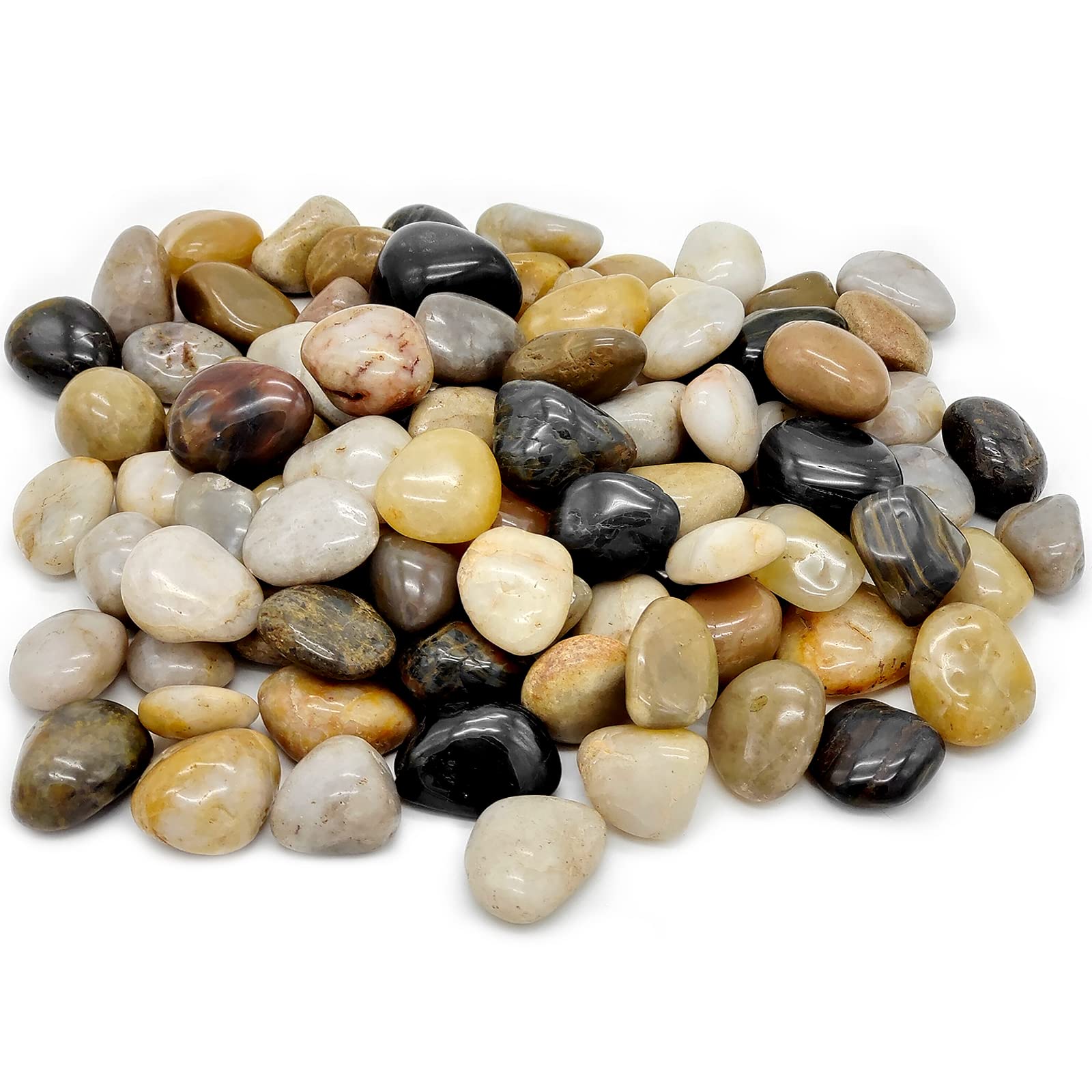 Cerpourt 5lb Polished Pebbles for Plants,Gardens, Décor, Landscaping, Succulent, Terrarium, Decorative Rocks-Natural Stone Pebbles,Smooth Mixed Color Pebbles Gravel,Outdoor Decorative Stones