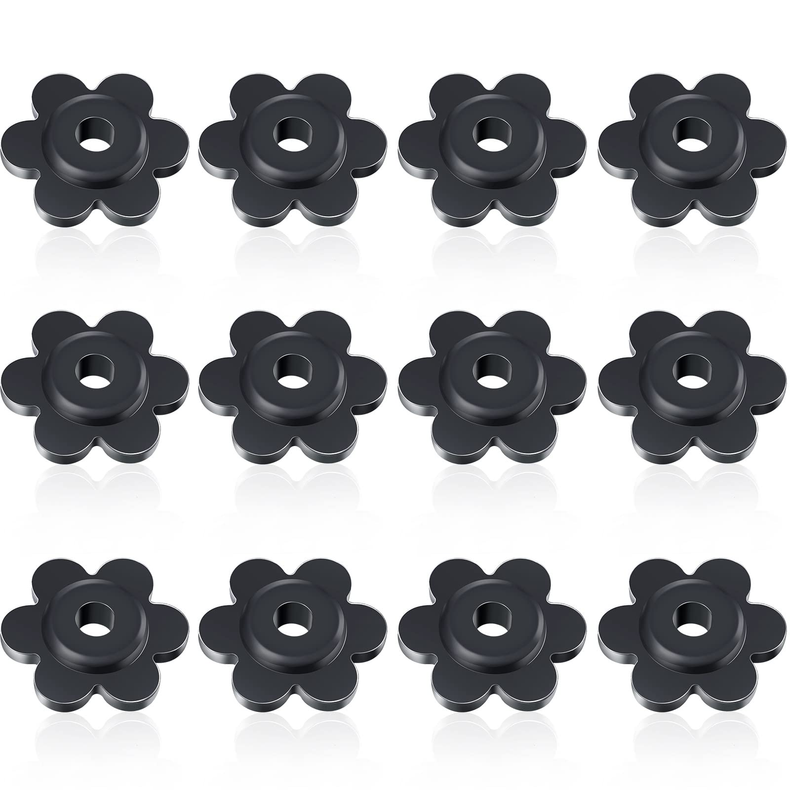 12 Pcs Garden Flag Rubber Stoppers Christmas Yard Flag Stands Black Flower Shape Flag Pole Stopper for Lawn Flags Stands Holder for Indoor and Outdoor Flag Pole Stand