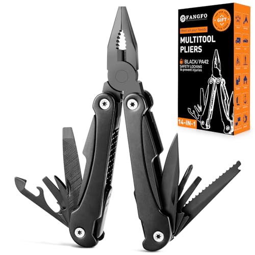 14 IN 1 Multitool Pliers, Multitool with Pocket Clip, Portable Multi Tool, Pocket Knife Camping Multitool, Needle Nose Plierswith Replaceable Wire Cutters Screwdrivers Saw Gifts for Men, Dad, Husband